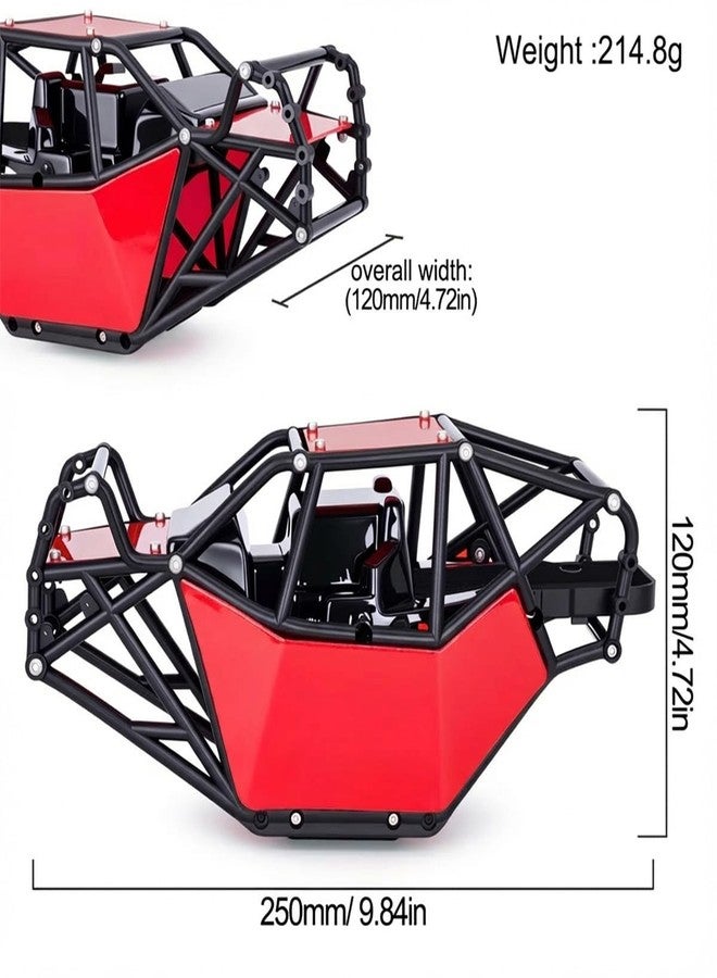 AMK RC Crawler Roll Cage, 1/10 Scale Nylon Rock Buggy Body Cage for Axial SCX10 SCX10 II, Durable RC Rock Crawler Upgrade Part (Red) - Image 4