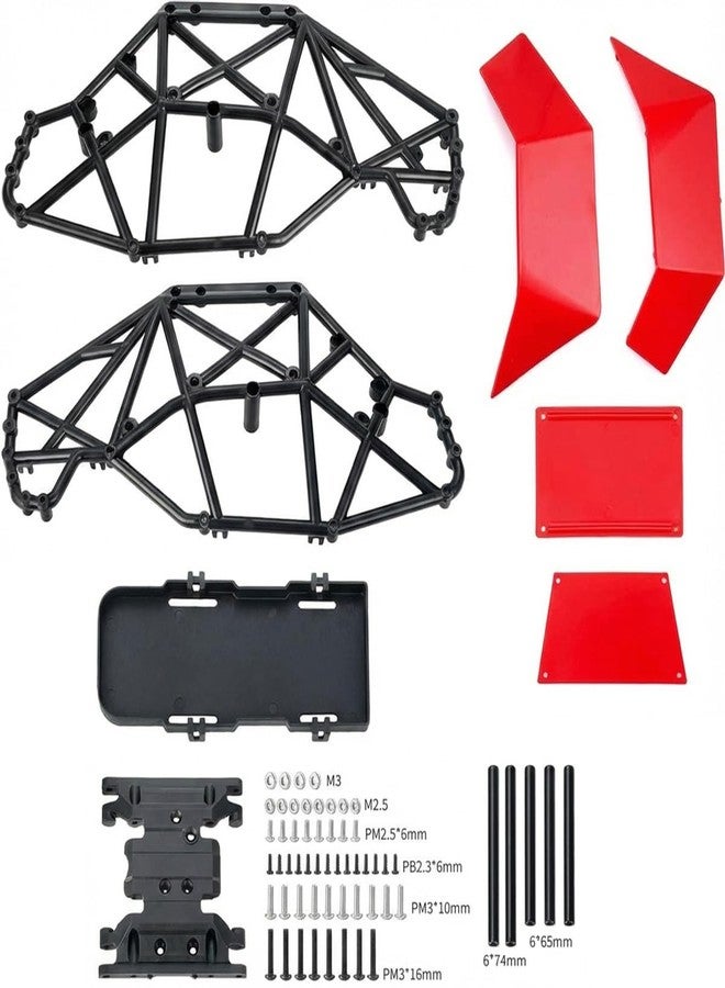 AMK RC Crawler Roll Cage, 1/10 Scale Nylon Rock Buggy Body Cage for Axial SCX10 SCX10 II, Durable RC Rock Crawler Upgrade Part (Red) - Image 3