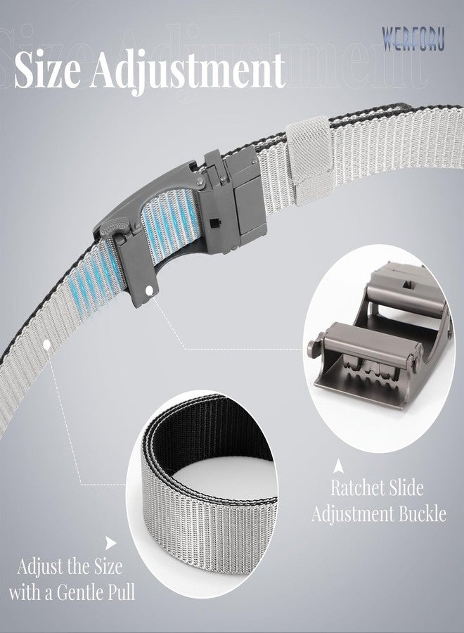 WERFORU Men Ratchet Belts Nylon Belts for Men Reversible Buckle Belt 2-in-1 Belt Casual Belt for Gift (Grey/Black,51":Fit Waist Size 40"-44") - Image 4