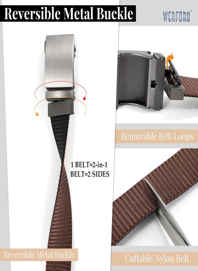 WERFORU Men Ratchet Belts Nylon Belts for Men Reversible Buckle Belt 2-in-1 Belt Casual Belt for Gift (Grey/Black,51":Fit Waist Size 40"-44") - Image 3