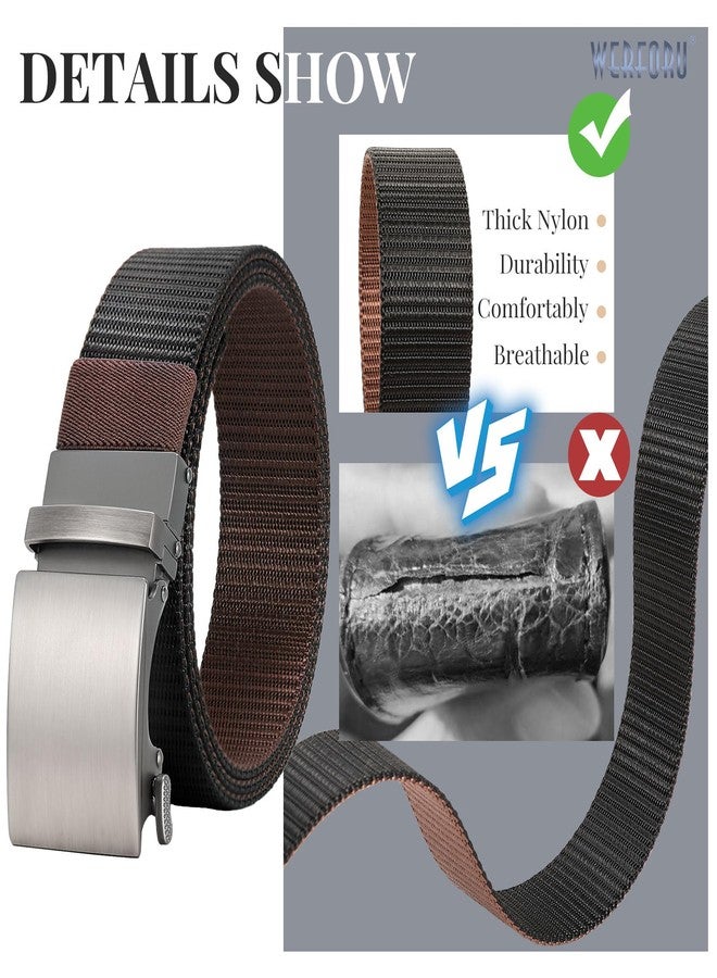 WERFORU Men Ratchet Belts Nylon Belts for Men Reversible Buckle Belt 2-in-1 Belt Casual Belt for Gift (Grey/Black,51":Fit Waist Size 40"-44") - Image 5