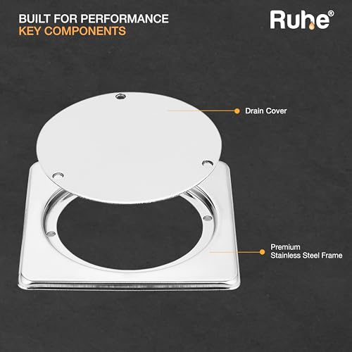 Ruhe® Square Clean Out with Collar Floor Drain (5 x 5 inches) | Stainless Steel Square Clean Out Jali | (5 x 5 inches) | (Pack of 1) - Image 5
