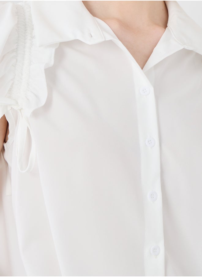 Take Two Take Two Solid Ruffled Detail Sleeveless Shirt  - Image 3
