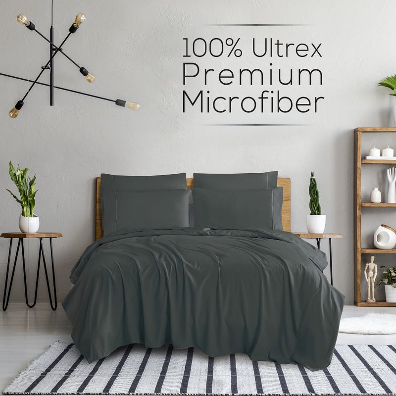 Mueller Luxury 6 PC Full Size Bed Sheets  Super Soft 1800  Deep Pocket up to 16"" Full Size Sheets  Transfers Heat  Breathes Better  Hypoallergenic  Wrinkle-Resistant  Oeko-TEX  Dark Grey - Image 2