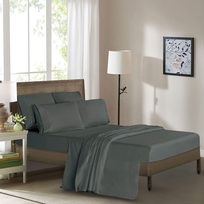 Mueller Luxury 6 PC Full Size Bed Sheets  Super Soft 1800  Deep Pocket up to 16"" Full Size Sheets  Transfers Heat  Breathes Better  Hypoallergenic  Wrinkle-Resistant  Oeko-TEX  Dark Grey - Image 3