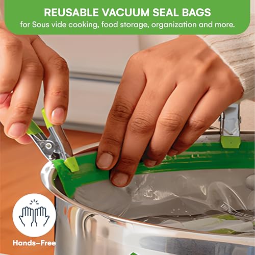 SOUSVIDE ART 37pcs Reusable Vacuum Seal Bags with Vacuum Sealer - 30 Cooking and Storage Bags of 3 Sizes with Pump and Sous Vide Cooker Accessories - Food Safe Kit, Keeps Food Fresh - Image 2