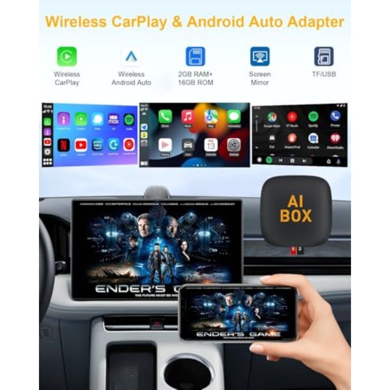 سيارات CarPlay السلكية من OEM: محول لاسلكي لـ CarPlay Android Auto، تحويل سريع من سلكي إلى لاسلكي، صندوق Magic Link AI مع دعم Netflix/YouTube/TF/USB، التوصيل والتشغيل - Image 2
