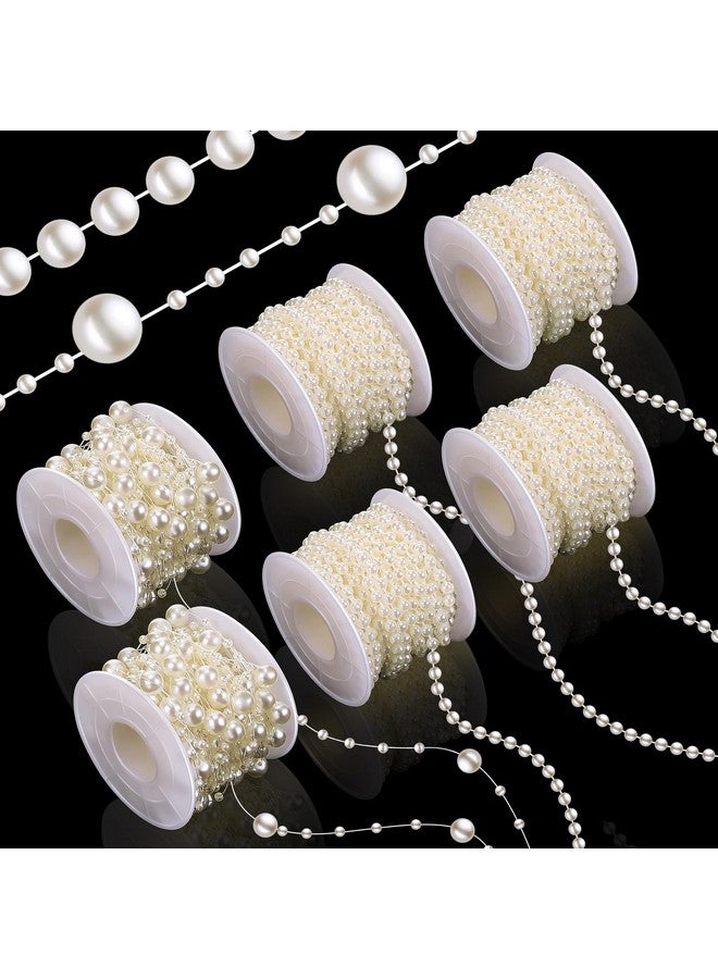 Bonuci Bonuci 6 Rolls 132 Feet 4mm Pearls String Beads Decoration Faux Pearl Garland Roll Strand for Christmas Tree Crafting String of Flowers Wedding Valentine Decoration  - Image 1