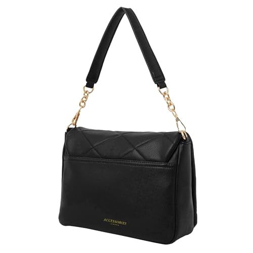 Accessorize London Women's Black Large Quilted Sling Bag - Image 2