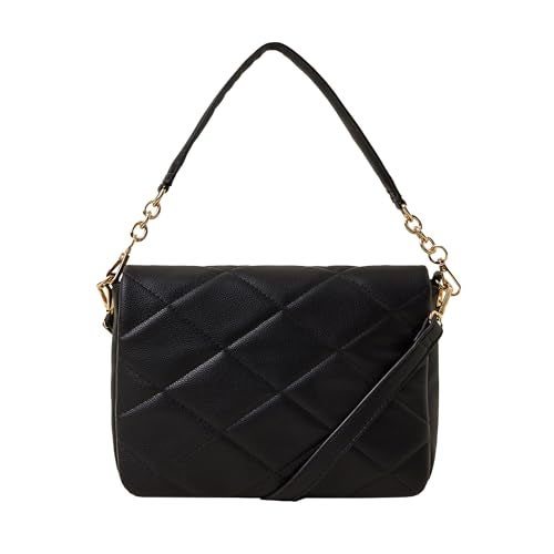 Accessorize London Women's Black Large Quilted Sling Bag - Image 1