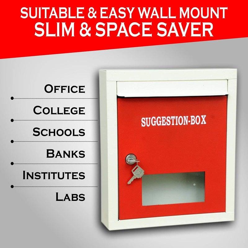 LEPOSE Letter Box for Home, Wall Mount Stand, Metal Wall Mount Shelf, Letter Box, Mail Box, Outdoor Mailboxes, Home Decor Items (Suggestion Box Red) - Image 4