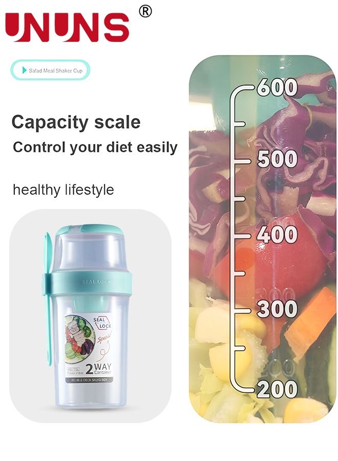 UNUNS Overnight Oats Container,2-Tier Salad Container With Lid And Spoon,Overnight Oats Jars With Measurement Marks And Dip box,Breakfast Container For Salads Yogurt Cereal Milk,310ML+760ML - Image 3