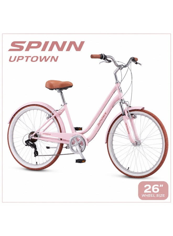 Spinn Uptown 7D Women's Step 26-Inch Bike | 26-Inch Wheel Size | Adjustable Seat | Pink - Image 2