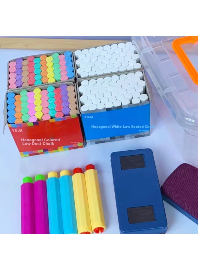 YUJA Yujie 11 Colors 196 Pieces Hexagonal Colored Chalk Set For Children Outdoor Chalk Dust-Free Chalk Drawing Board Graffiti Pen Teaching Blackboard Pen - Image 2