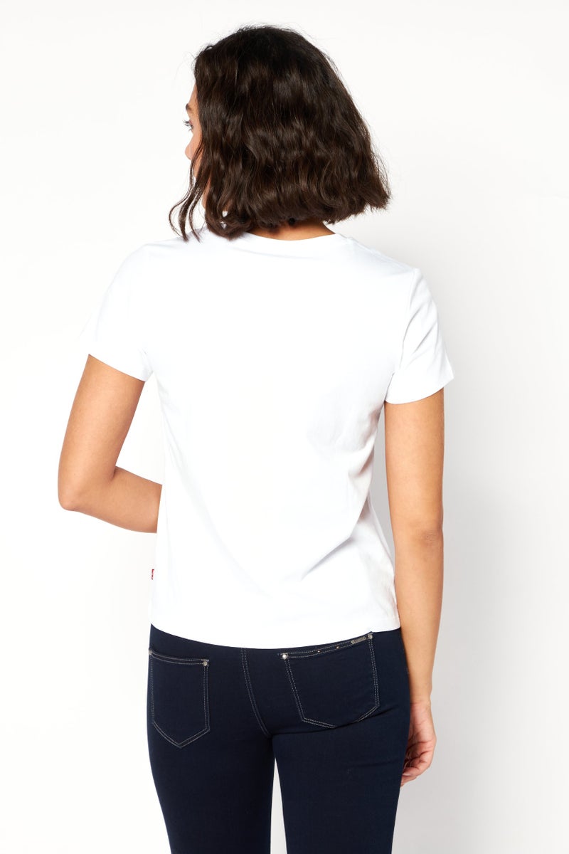 Levi's Women Crew Neck Short Sleeves Graphic Print Shirt, White - Image 3