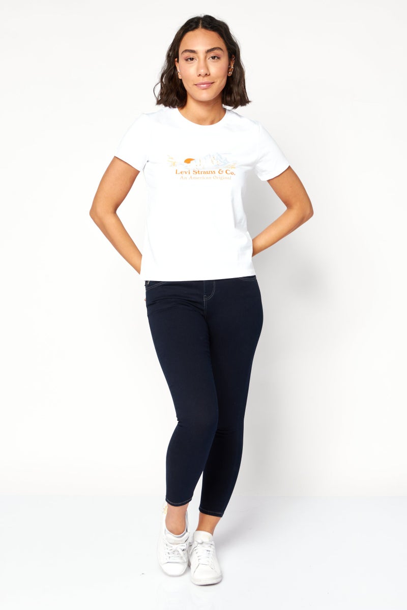 Levi's Women Crew Neck Short Sleeves Graphic Print Shirt, White - Image 2