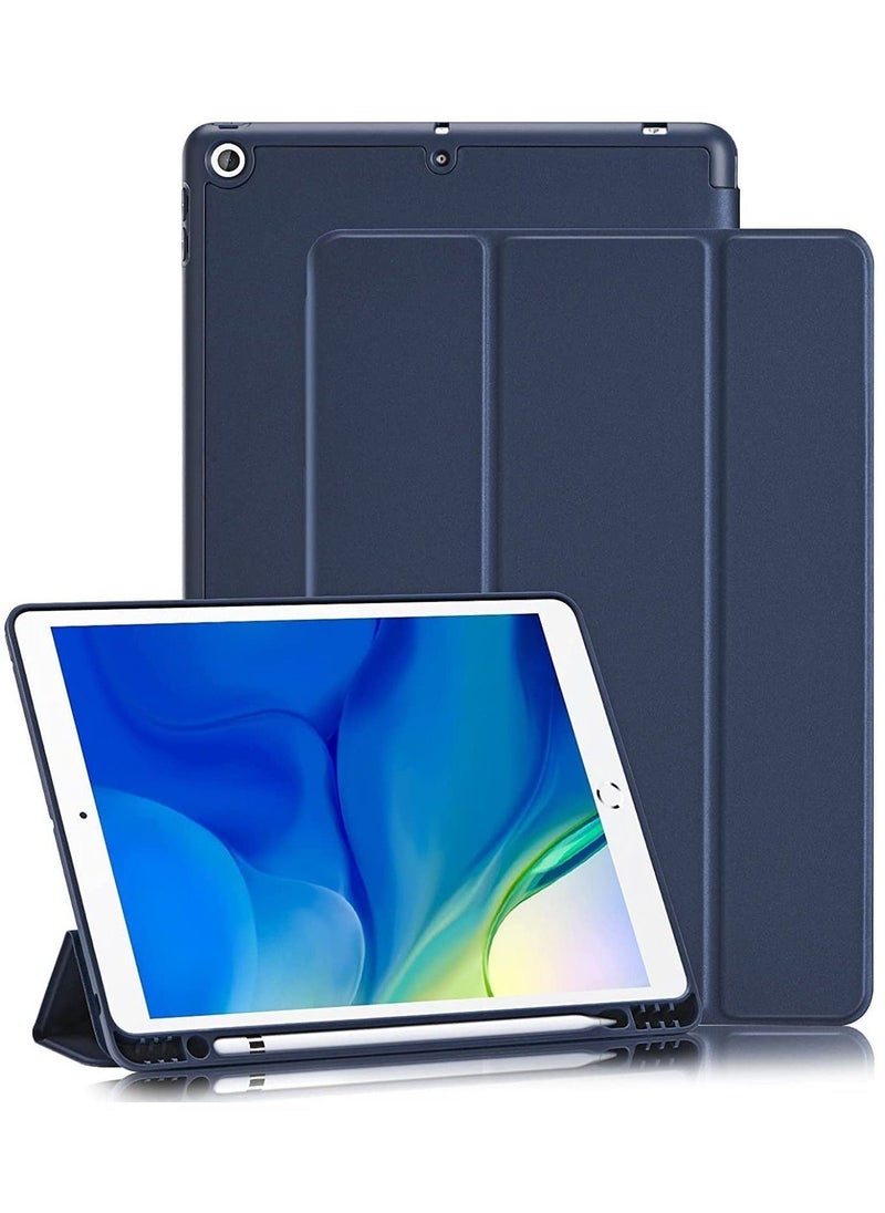iPad 9th/8th/7th Generation case (2021/2020/2019) iPad 10.2-Inch Case with Pencil Holder [Sleep/Wake] Slim Soft TPU Back Smart Magnetic Stand Protective Cover Cases (Navy Blue) - Image 1
