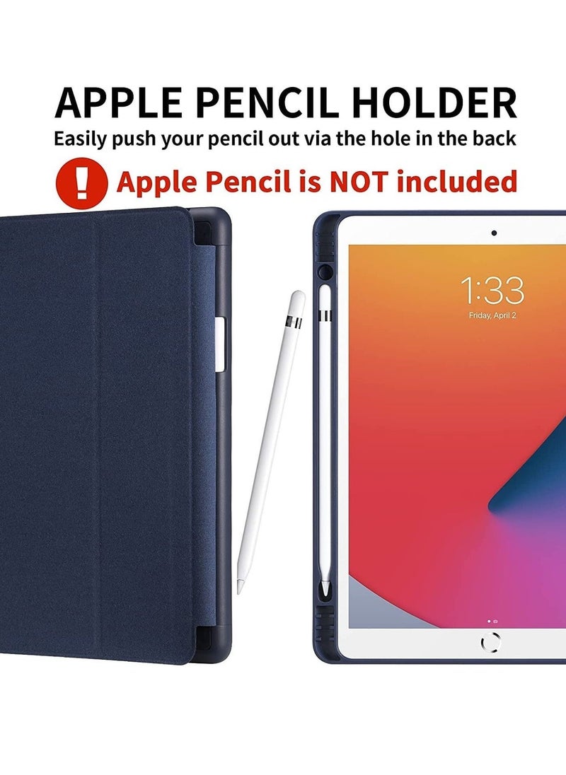 iPad 9th/8th/7th Generation case (2021/2020/2019) iPad 10.2-Inch Case with Pencil Holder [Sleep/Wake] Slim Soft TPU Back Smart Magnetic Stand Protective Cover Cases (Navy Blue) - Image 2