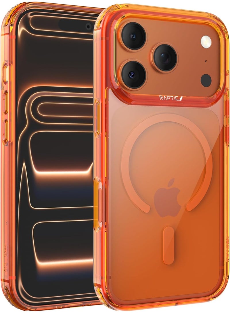 RAPTIC غطاء حماية Air Clear لجهاز iPhone 17 Pro MAX متوافق مع MagSafe [اختبار السقوط حتى 13 قدم] - برتقالي شفاف - Image 1