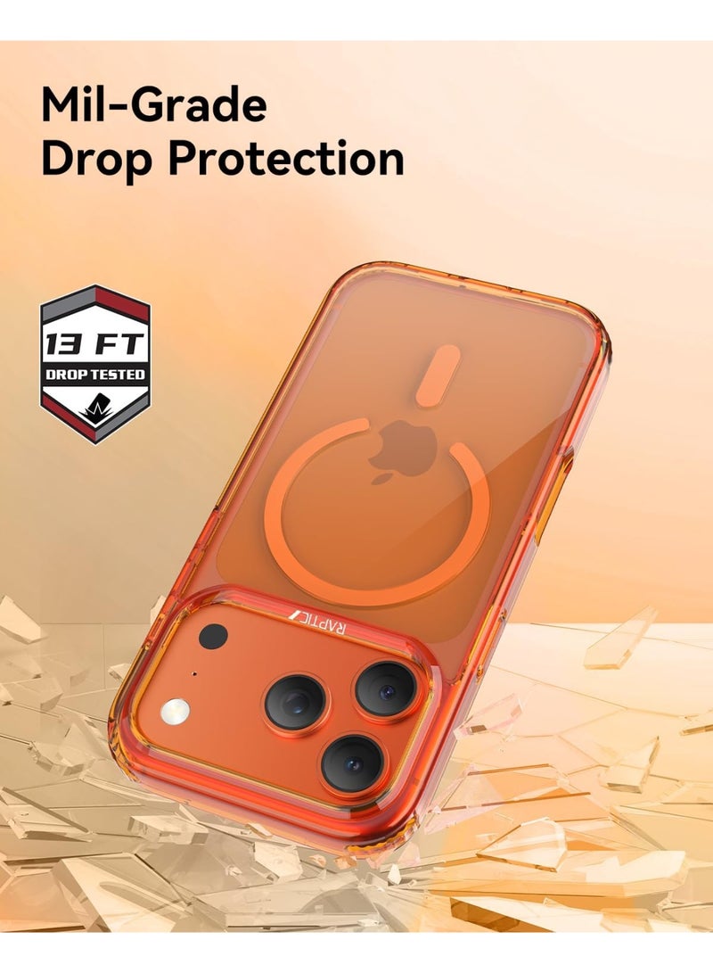 RAPTIC غطاء حماية Air Clear لجهاز iPhone 17 Pro MAX متوافق مع MagSafe [اختبار السقوط حتى 13 قدم] - برتقالي شفاف - Image 3