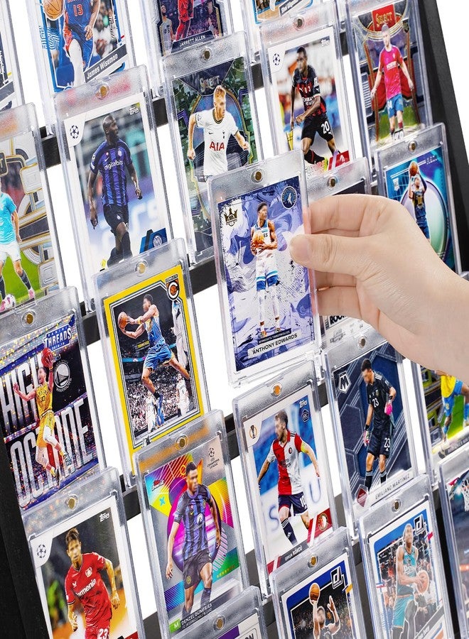 Emfogo Trading Card Display Stand, 5 Tier Sports Graded Card Display, Wooden Trading Card Display Stand for Soprts Card Collection & Show, Black - Image 3