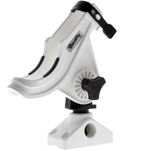 Scotty 0280-WH Baitcaster/Spinning Rod Holder, with# 241 Side Deck Mount, White - Image 1