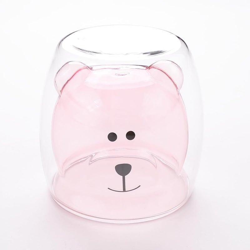 The Better Home The Better Home Zest 2Pcs 250ml each Teddy Bear Glass Cute Mugs Double Walled Borosilicate Birthday Gift For Kids I Microwave Safe I Anniversary Gift For Couple Special Pink - Image 4