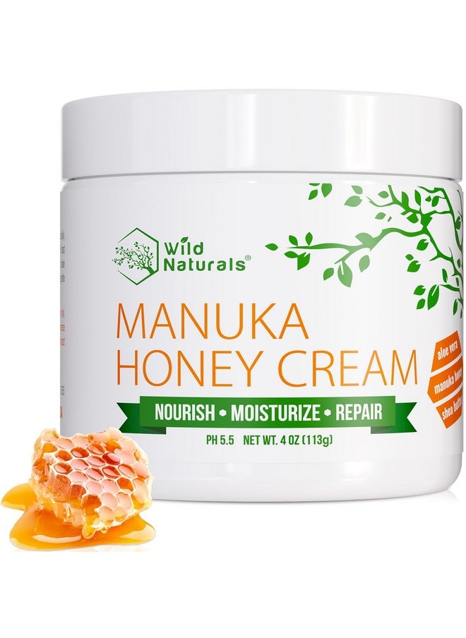 Wild Naturals - Manuka Honey Cream Moisturizer for Dry Skin - Eczema Honey Cream Face Moisturizer for Sensitive Skin - Soothing & Redness Relief Face Cream for Dry Skin - Face, Hand & Body Moisturizer for Women & Men - Image 1