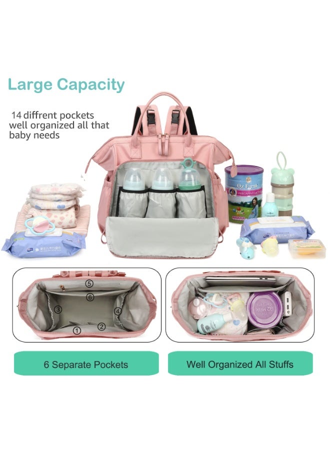 LEFAFA Small Diaper Bag Backpack, Stylish Quilted Waterproof Baby Backpacks, Mini Maternity Bags with Insulated Pockets and Stroller Buckle, Woven Baby Bag for Travel Work - Image 2
