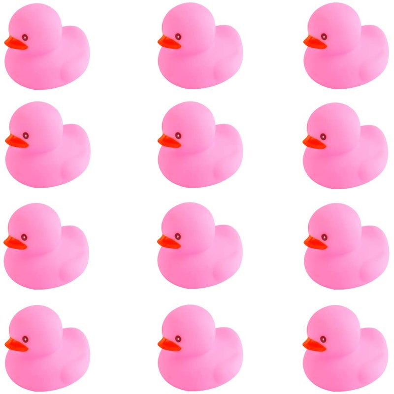 umbresen Pink Rubber Ducks Preschool Bath Toys Bathtub Duckies Gift for Baby Shower Infants Toddlers Car Pool Float Halloween Adults Party Favors Carnival Decorations (Small Pink 2.2''-12pcs) - Image 1