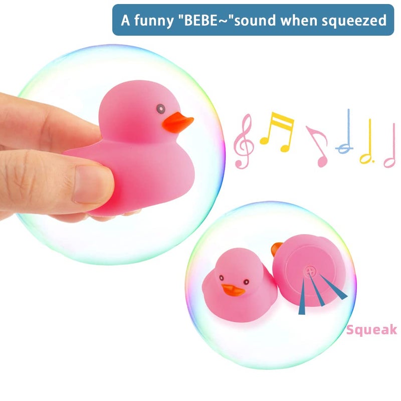 umbresen Pink Rubber Ducks Preschool Bath Toys Bathtub Duckies Gift for Baby Shower Infants Toddlers Car Pool Float Halloween Adults Party Favors Carnival Decorations (Small Pink 2.2''-12pcs) - Image 3