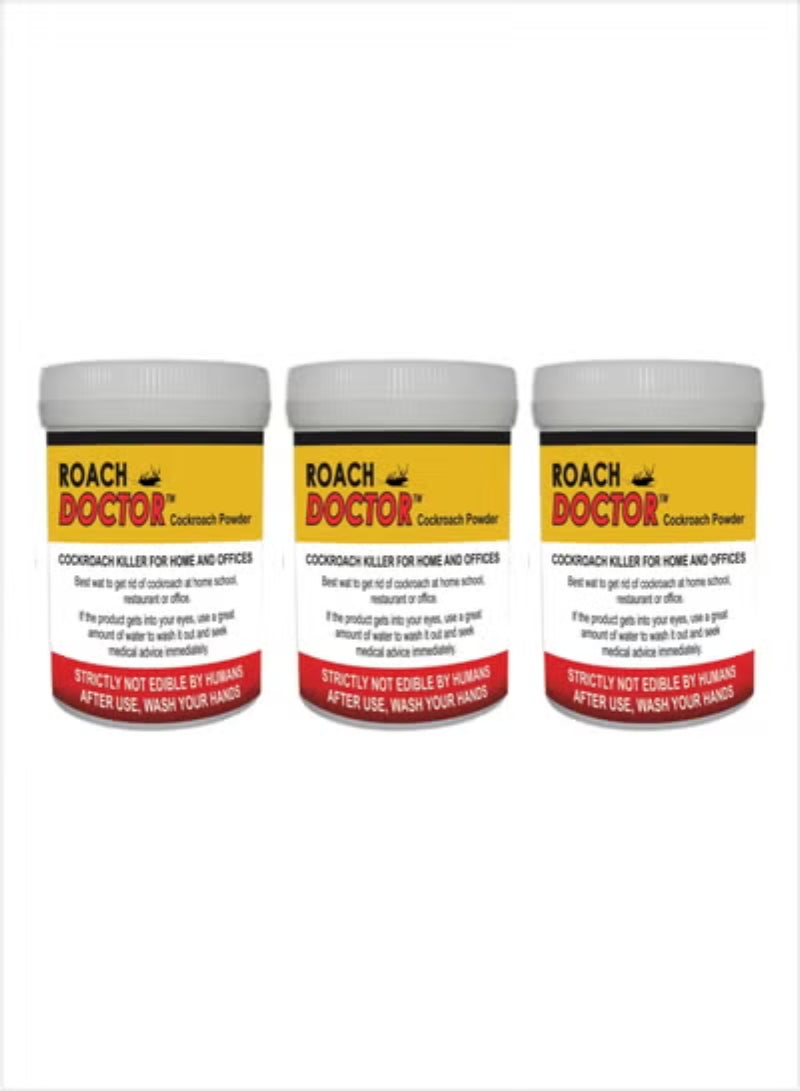 Powerful Roach Doctor Cockroach Powder 30grams – Ideal for All Spaces: Home, Office, School, Restaurant Pack of 3