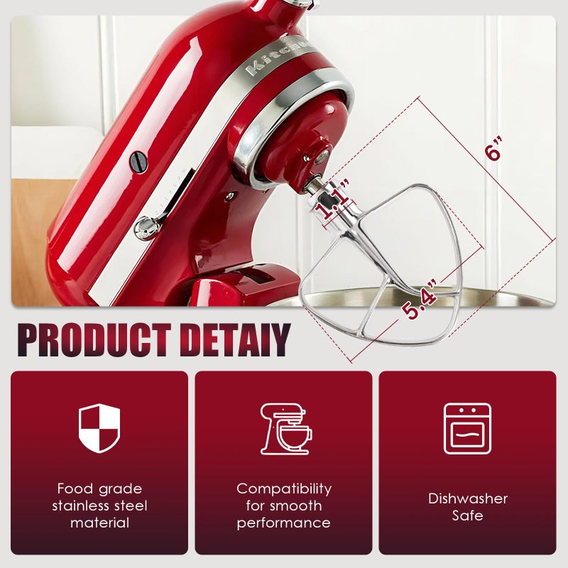 Mttobo K45B Stainless Steel Flat Beater For Kitchenaid 4-5 Quart Tilt Head Paddle attachment KitchenAid MixerAttachment - Image 5