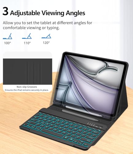 COO for iPad Air 13 Inch Case Keyboard (M3/M2, 2025/2024), Keyboard Case for iPad Pro 12.9 inch 5/6th Gen with Pencil Holder - Wireless Detachable Backlit Keyboard with Auto Sleep/Wake - Image 5