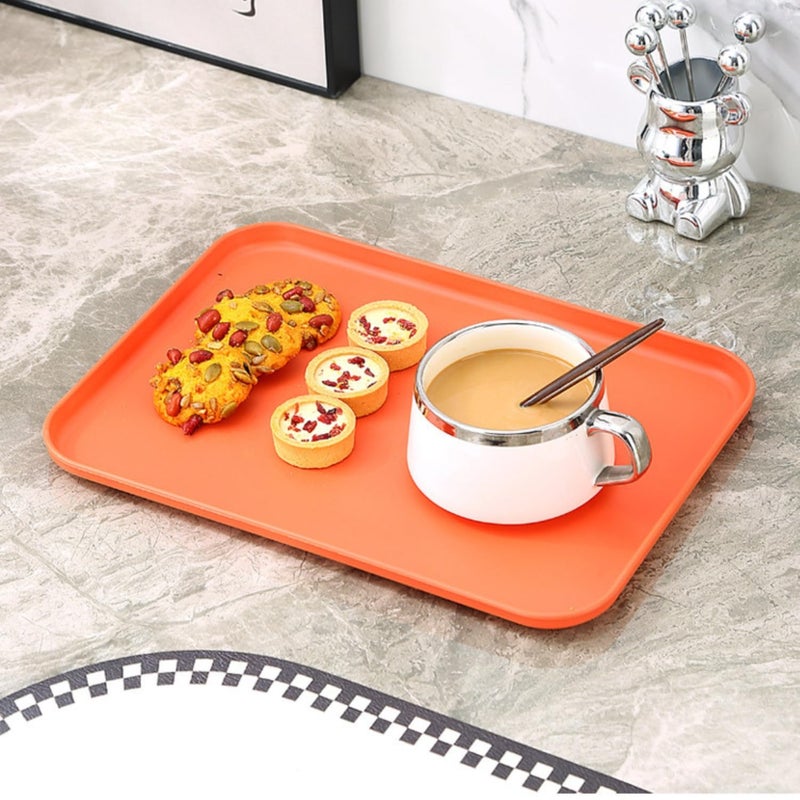 Trifecta صواني كافيتيريا من قش القمح تريفيكتا، 31 × 22.5 سم صينية غداء وعشاء، صواني بلاستيكية سريعة الطعام مستطيلة، صينية تقديم للحفلات لتقديم الشاي والقهوة (متعددة الألوان - 2 قطعة) - Image 2