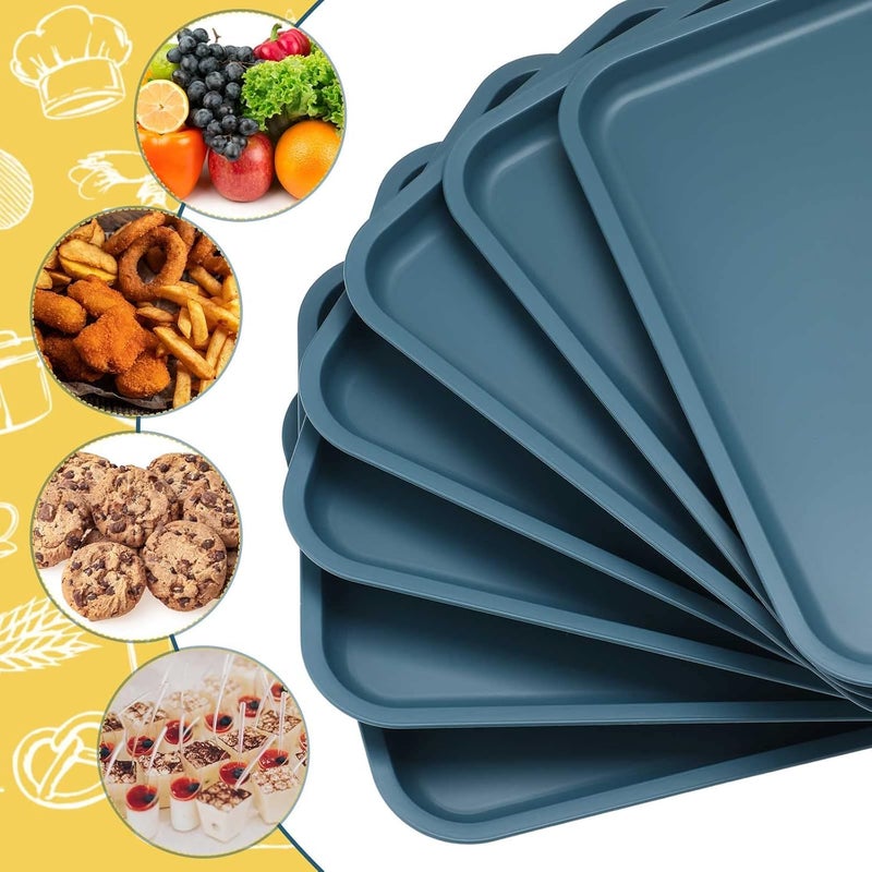 Trifecta صواني كافيتيريا من قش القمح تريفيكتا، 31 × 22.5 سم صينية غداء وعشاء، صواني بلاستيكية سريعة الطعام مستطيلة، صينية تقديم للحفلات لتقديم الشاي والقهوة (متعددة الألوان - 2 قطعة) - Image 5