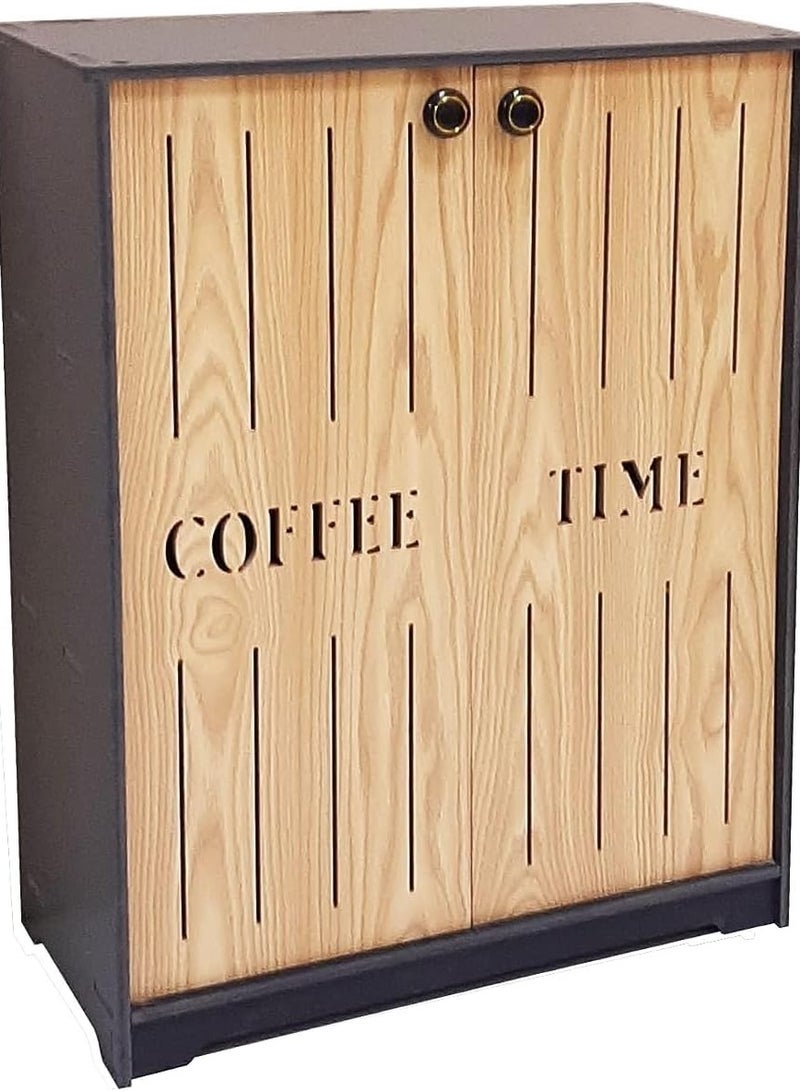 TPGP Coffee Table for Living Room, Office, Kitchen Coffee Corner, Coffee Cabinet with Storage Spaces Surface for Coffee Machine and Accessories, Suitable for Living Room or Kitchen (Black And Brown) - Image 1