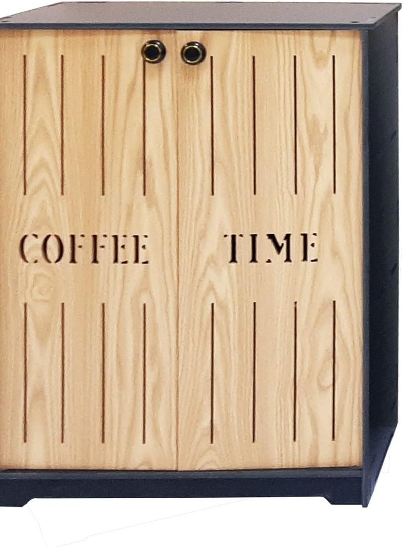 TPGP Coffee Table for Living Room, Office, Kitchen Coffee Corner, Coffee Cabinet with Storage Spaces Surface for Coffee Machine and Accessories, Suitable for Living Room or Kitchen (Black And Brown) - Image 2