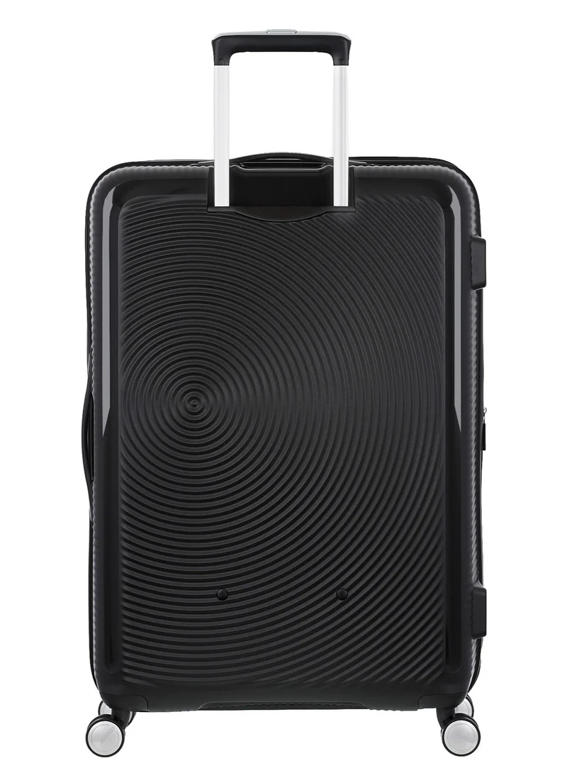 AMERICAN TOURISTER  Curio (Soundbox) Suitcase, Check-In Size 80 cm / 30 inch, 4 Spinner Wheels, Hard Top, Polypropylene, Black|DuoSaf™ Security Zipper|Spacious Interior|Expandable|TSA Lock|Lightweight - 3 Years International Warranty  | Best Price UAE