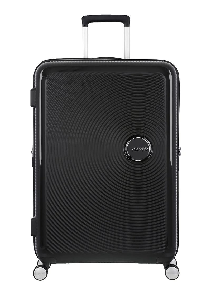 AMERICAN TOURISTER  Curio (Soundbox) Suitcase, Check-In Size 80 cm / 30 inch, 4 Spinner Wheels, Hard Top, Polypropylene, Black|DuoSaf™ Security Zipper|Spacious Interior|Expandable|TSA Lock|Lightweight - 3 Years International Warranty  | Best Price UAE