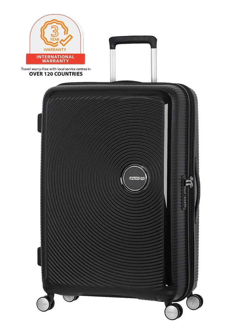 Curio Suitcase, Check-In Size 80 cm / 30 inch, 4 Spinner Wheels, Hard Top, Polypropylene, Black|DuoSaf™ Security Zipper|Spacious Interior|TSA 008 Lock|Lightweight - 3 Years International Warranty