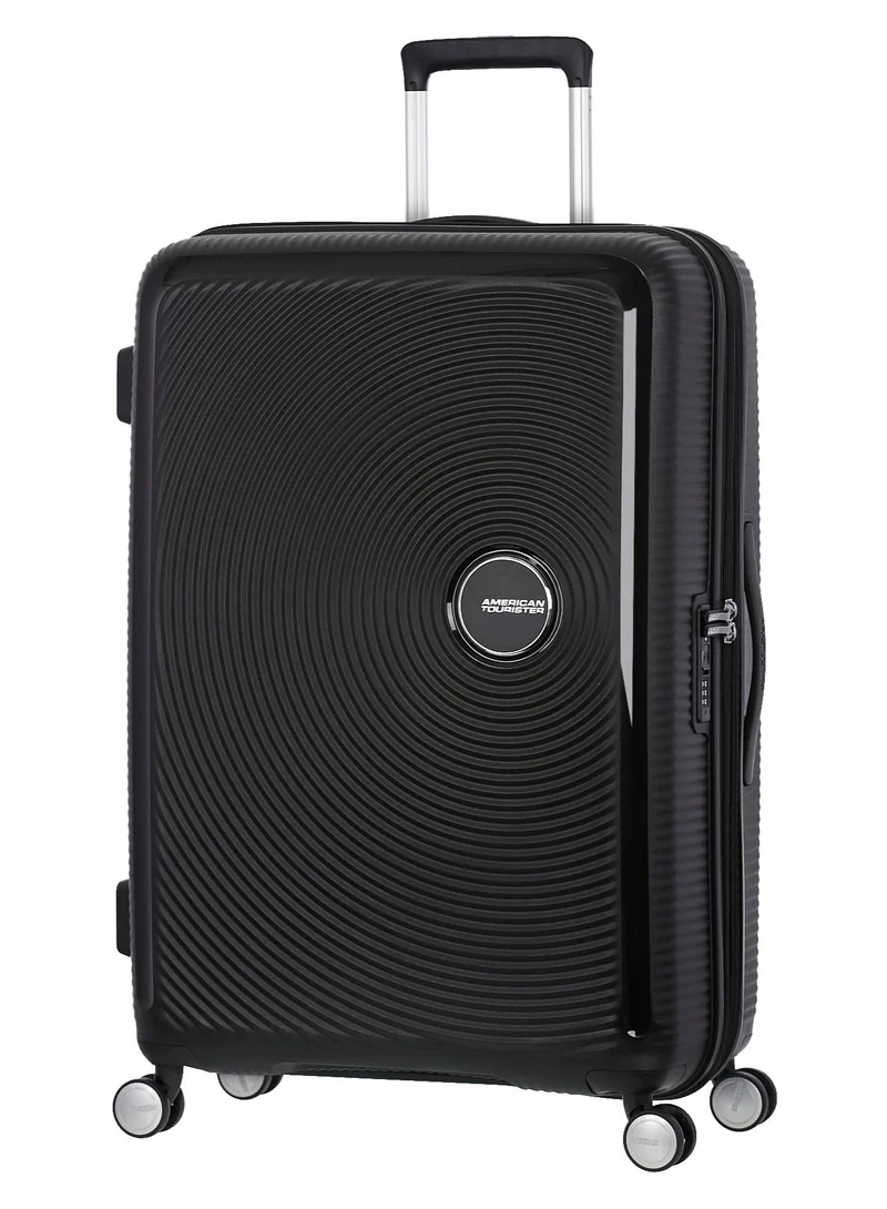 AMERICAN TOURISTER Curio Suitcase, Check-In Size 80 cm / 30 inch, 4 Spinner Wheels, Hard Top, Polypropylene, Black|DuoSaf™ Security Zipper|Spacious Interior|TSA 008 Lock|Lightweight - 3 Years International Warranty