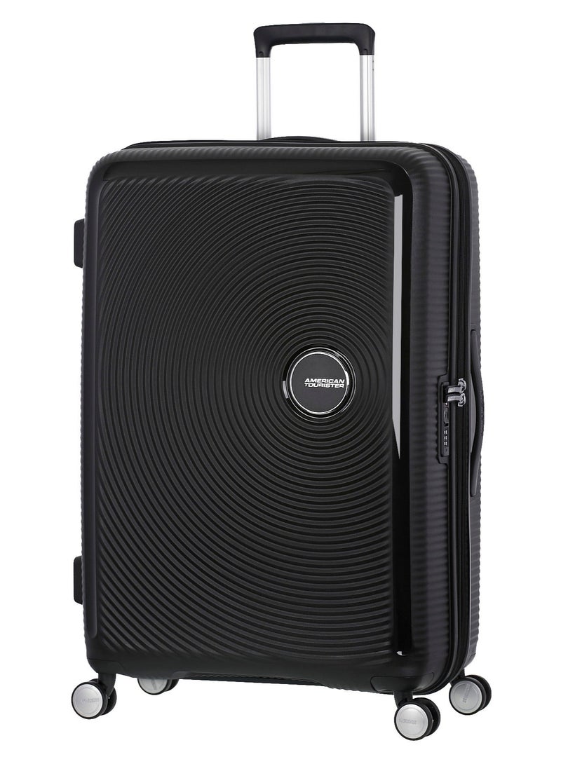 AMERICAN TOURISTER حقيبة كوري (صندوق الصوت) بحجم تسجيل الوصول 80 سم / 30 بوصة، 4 عجلات دوارة، سطح صلب، بولي بروبيلين، أسود|سحاب أمان DuoSaf™|مساحة داخلية واسعة|قابلة للتوسيع|قفل TSA|خفيفة الوزن - ضمان دولي لمدة 3 سنوات - Image 2