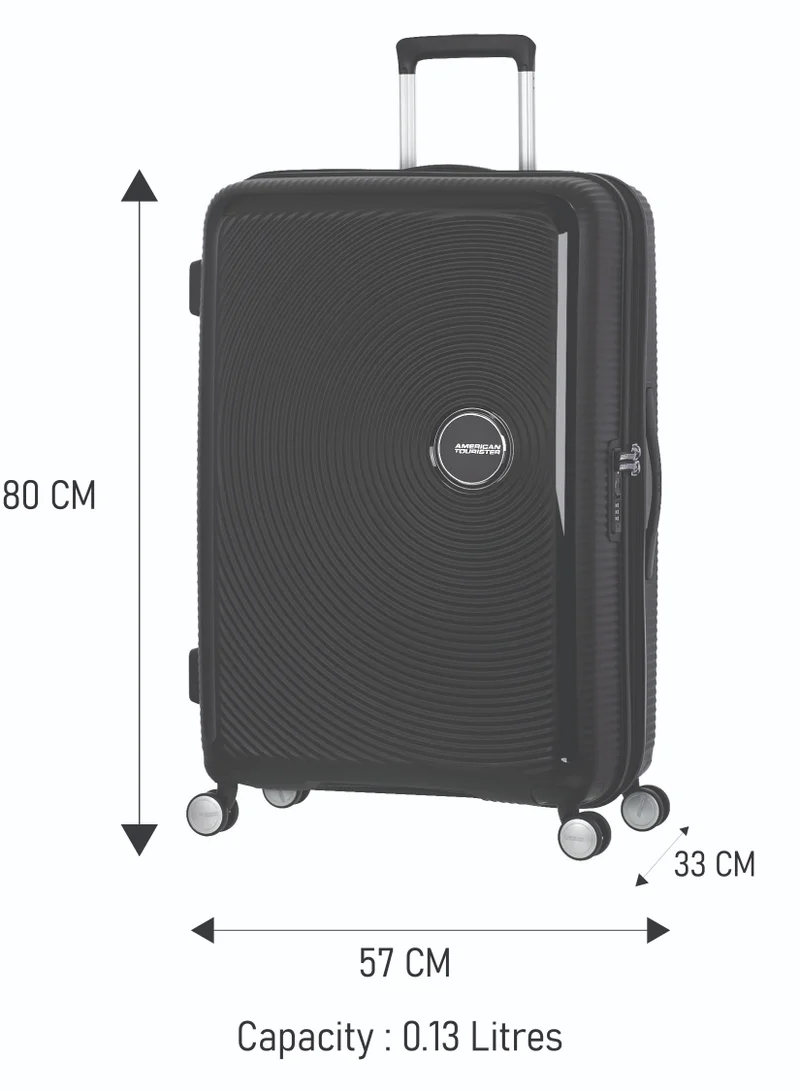 AMERICAN TOURISTER  Curio (Soundbox) Suitcase, Check-In Size 80 cm / 30 inch, 4 Spinner Wheels, Hard Top, Polypropylene, Black|DuoSaf™ Security Zipper|Spacious Interior|Expandable|TSA Lock|Lightweight - 3 Years International Warranty  | Best Price UAE