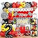 Fiesec Two Fast Birthday Decorations 131 PCs Race Car Themed Birthday Party Supplies with Two Fast Backdrop Balloon Garland Balloon Boxes Number 2 Foil Balloon Banner Cake Topper Poster - Image 3