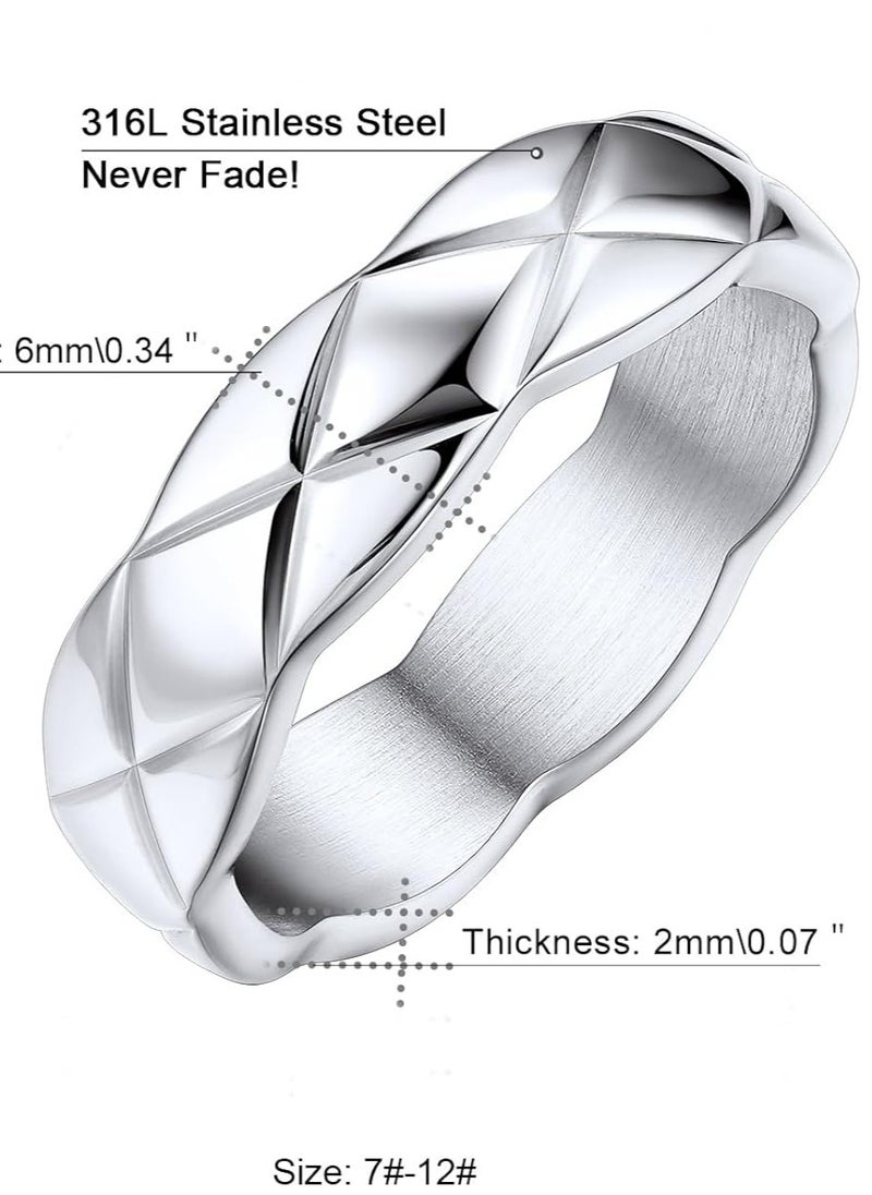 RARELY - Crush Bands Ring for Women White Gold Plated 6MM Wide Wedding Promise Stacking Rings - Image 1