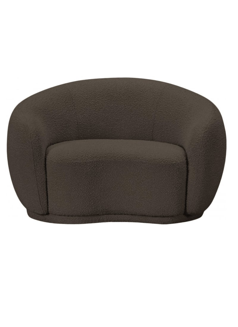 Wooden Twist - Wooden Twist Snug Rounded Back Rich Brown Modern Boucle Sofa Single Seater - Image 1