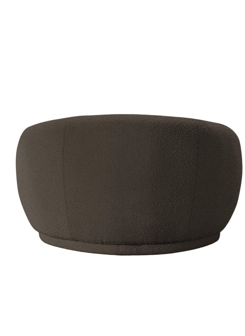 Wooden Twist - Wooden Twist Snug Rounded Back Rich Brown Modern Boucle Sofa Single Seater - Image 1