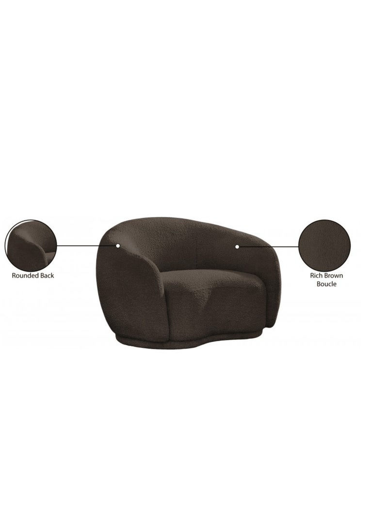 Wooden Twist - Wooden Twist Snug Rounded Back Rich Brown Modern Boucle Sofa Single Seater - Image 1