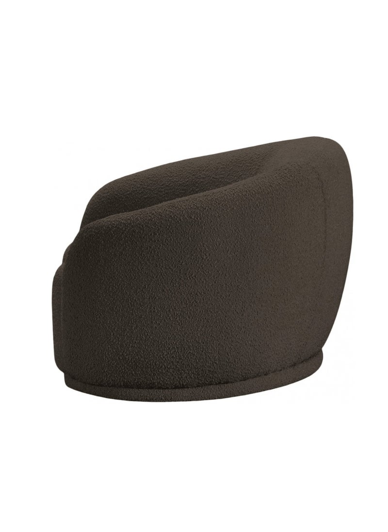 Wooden Twist - Wooden Twist Snug Rounded Back Rich Brown Modern Boucle Sofa Single Seater - Image 1